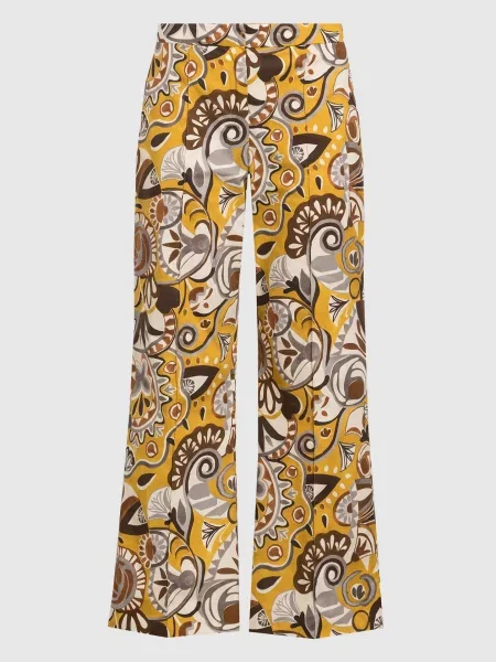 Брюки Max Mara с принтом с абстрактным узором клеш желтые