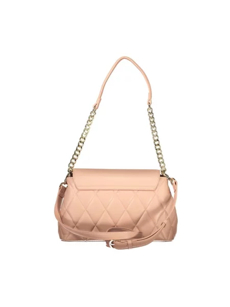 Lniana torebka Valentino Bags z nadrukiem różowa
