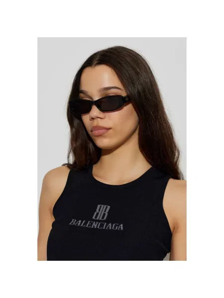 Lniane okulary przeciwsłoneczne Balenciaga czarne
