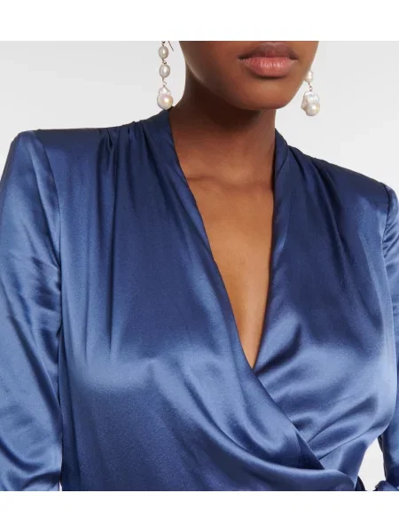 Rochie Veronica Beard din satin de costum albastru