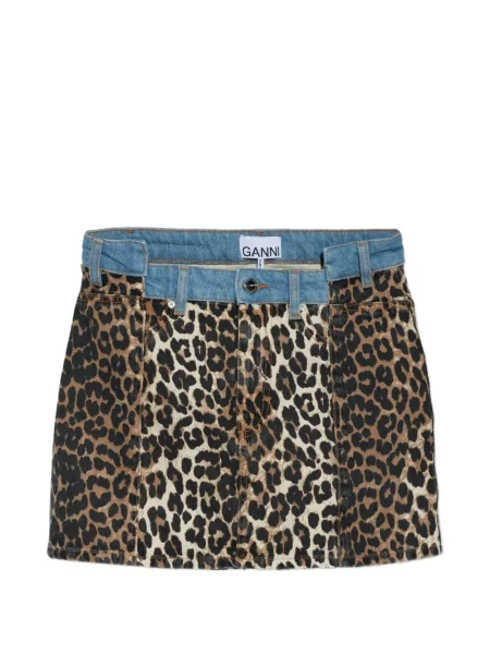 Fusta mini Ganni cu imagine cu model leopard maro