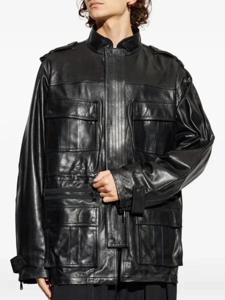 Geanta de piele Balmain negru