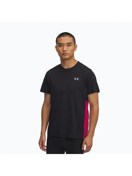 Мъжка тениска за бягане Under Armour Trail Run Zip black/shaded fuchsia/reflective черно