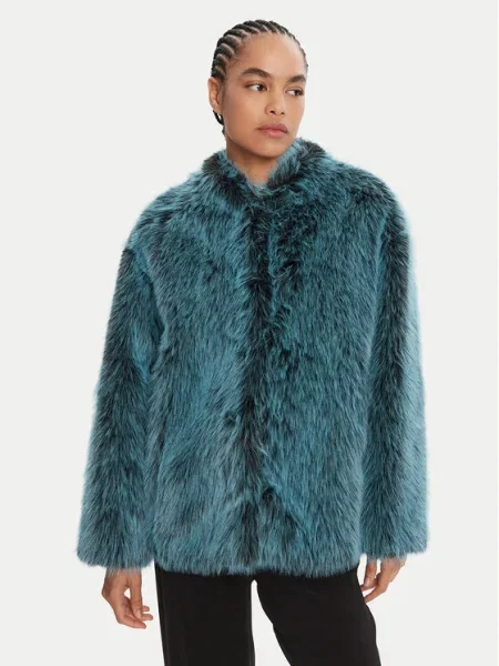 Palton de blană Patrizia Pepe albastru