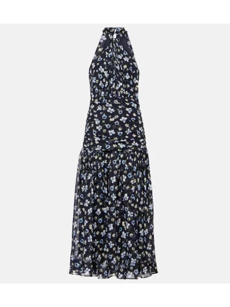 Svilena midi obleka Veronica Beard povodcem