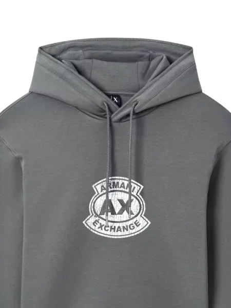 Bluza z kapturem Armani Exchange z nadrukiem ze sznurkiem szara