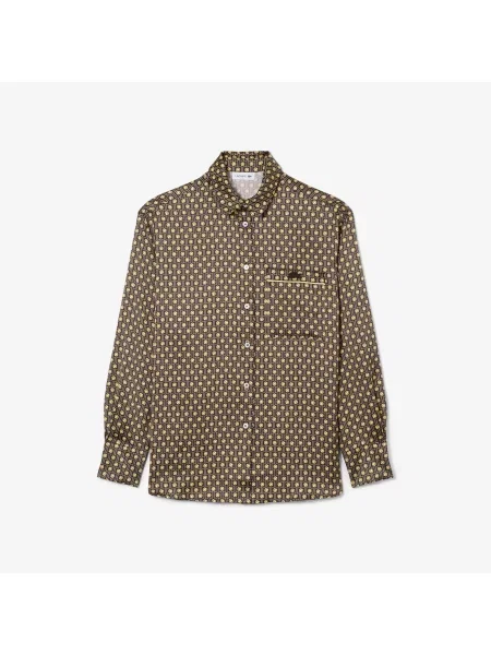 Lacoste Koszula Ze Wzorem Oversize brązowa