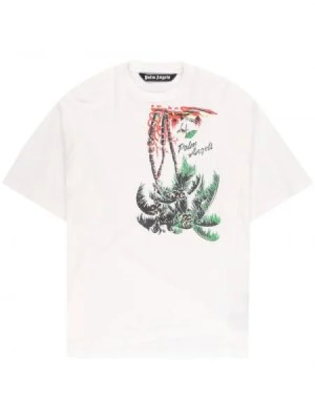 Raštuotas marškinėliai Palm Angels balta
