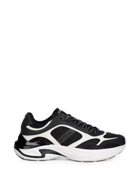 Sneakerși Guess cu șireturi din dantelă negru