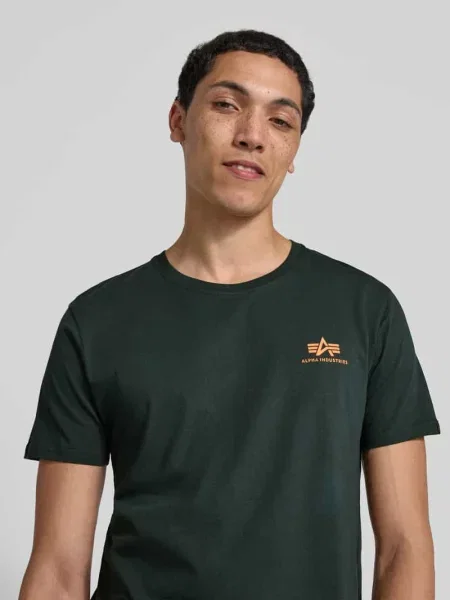 Alpha Industries t-shirt Basic T Small Logo turkusowy gładki
