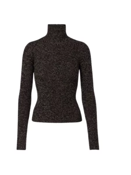 Lniany sweter z golfem Max Mara brązowy