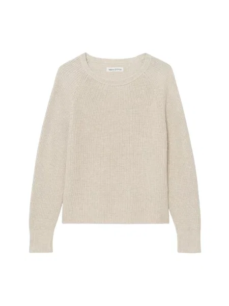 Sweter z dzianiny z fakturowanym wzorem Marc O'polo beżowy