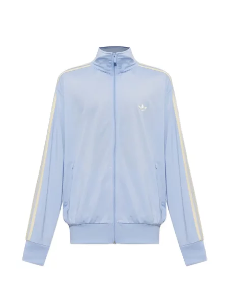Pulover Adidas cu dungi cu broderie din satin alb