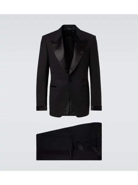 Costum Tom Ford din satin negru
