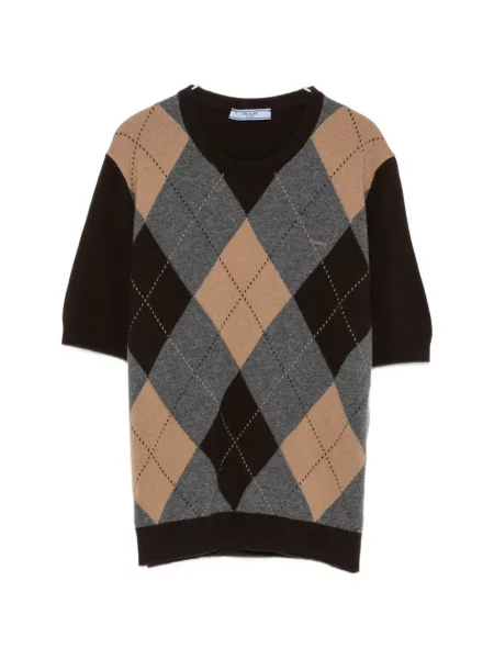 Scurt top Prada cu decolteu rotund maro