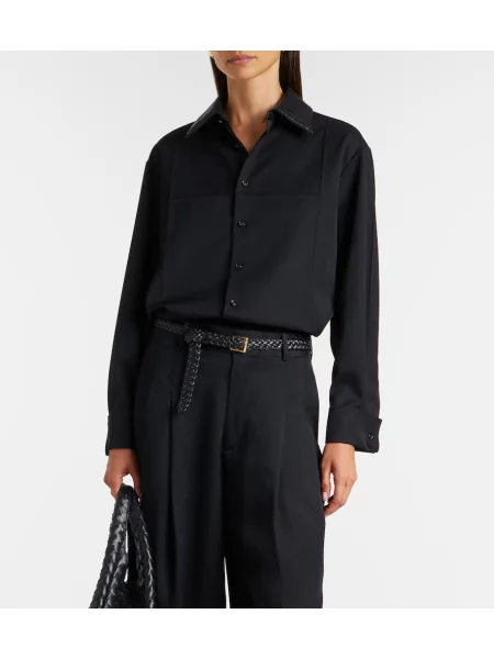 Cămașă Bottega Veneta din piele negru