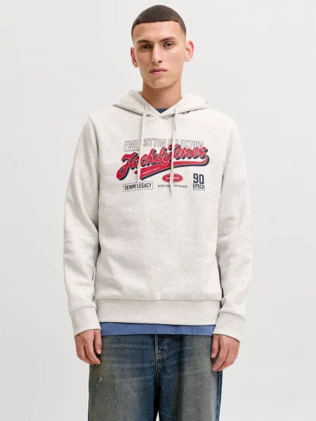 JACK & JONES Mikina červená / čierna / melírovaná biela