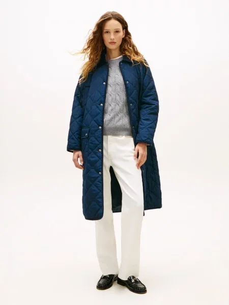 Tommy Hilfiger Pikowany płaszcz Kobiety Sztuczne włókno jednolity S niebieski