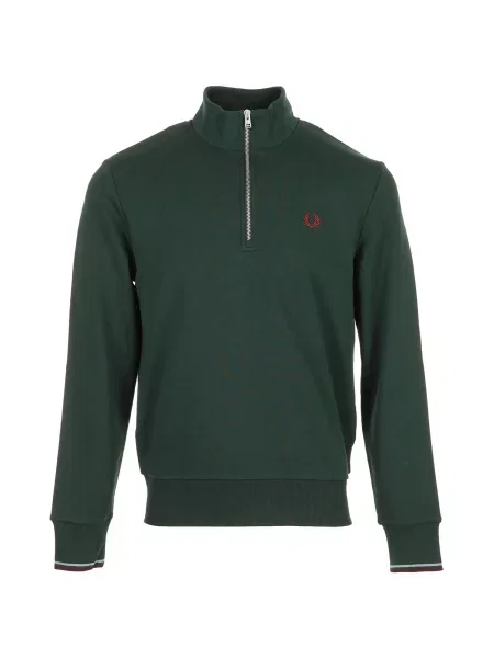 Mikina Fred Perry s polovičními zipem zelená