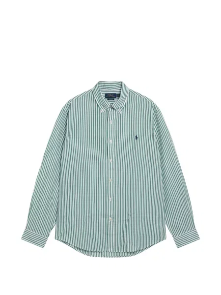 Риза Polo Ralph Lauren на райета с принт с кръгло деколте сиво