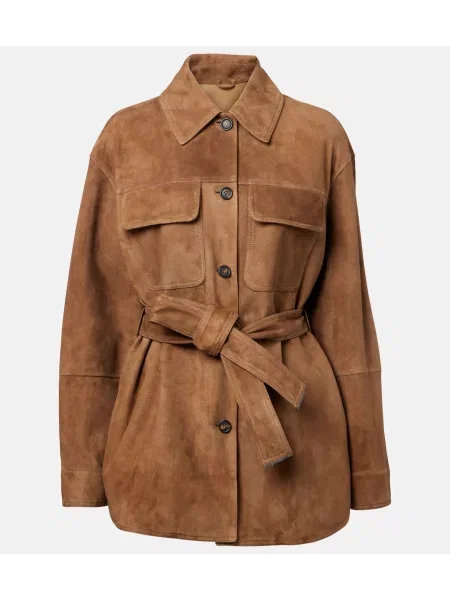 Geacă Brunello Cucinelli din piele de căprioară maro