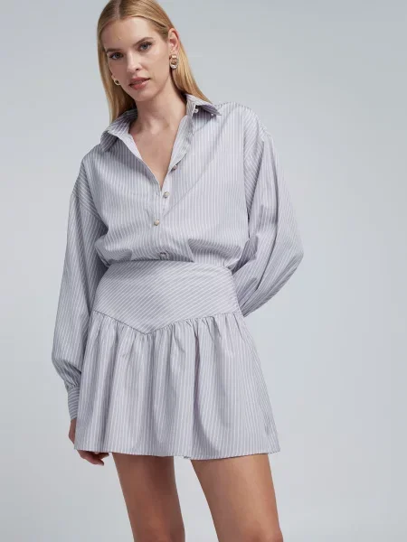 BWLDR Fustă Kate gri deschis alb