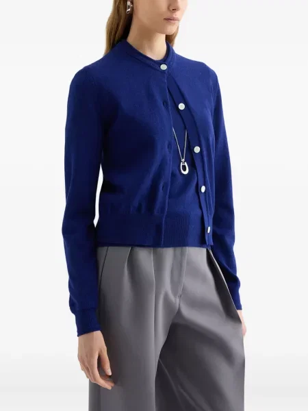 Cardigan Jil Sander cu decolteu rotund albastru