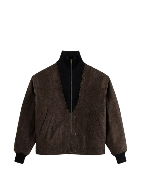 Geacă bomber Maison Margiela cu model herringbone maro