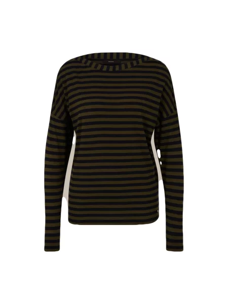 Sweter Windsor wełniany z długim rękawem z dekoltem w łódkę zielony