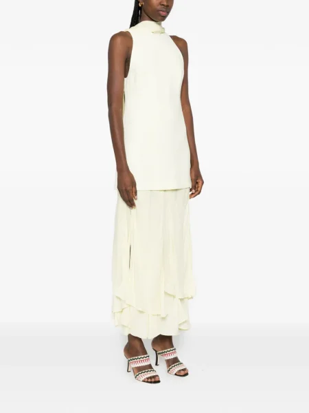 Ujjatlan midi ruha Brandon Maxwell sárga