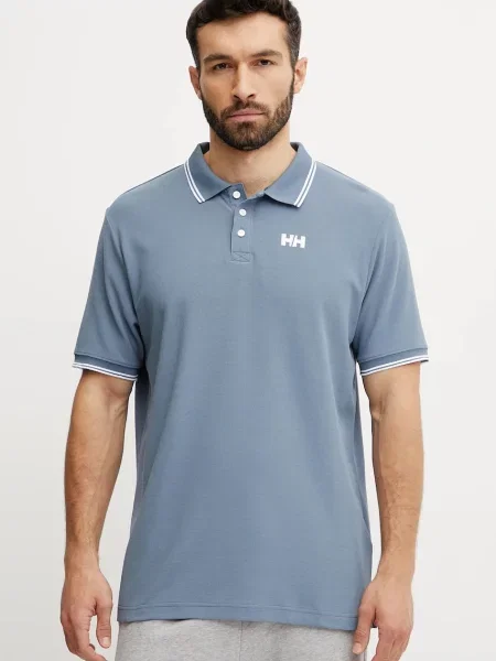 Тениска с яка Helly Hansen с изчистен дизайн синьо