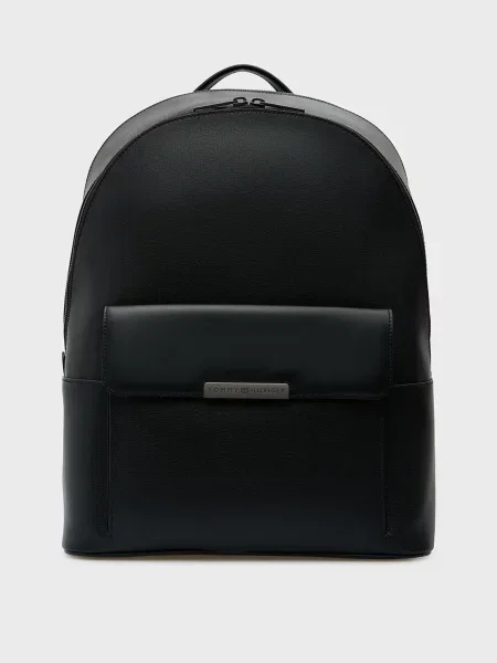 Кожаный рюкзак Tommy Hilfiger в деловом стиле черный