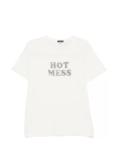 Koszulka R13 z nadrukiem z okrągłym dekoltem biała