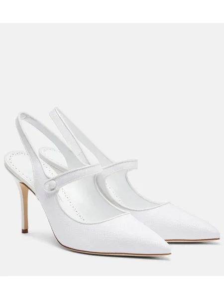 Pantofi cu toc Manolo Blahnik slingback alb