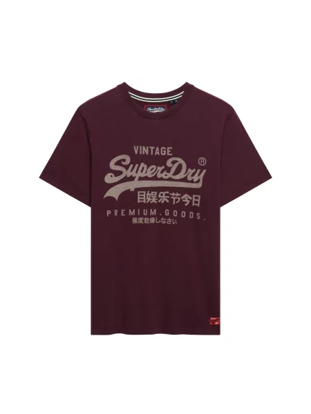 Superdry & Co Tricou CLASSIC / roșu burgundy bej
