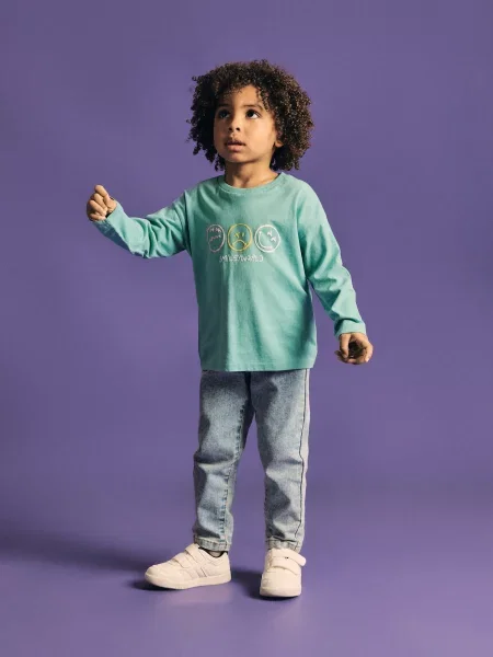 Reserved Tricou cu mâneci lungi SmileyWorld® turcoaz