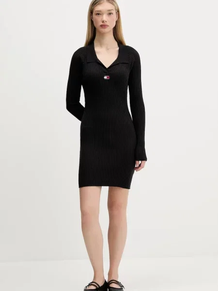 Tommy Jeans sukienka mini dopasowana czarny