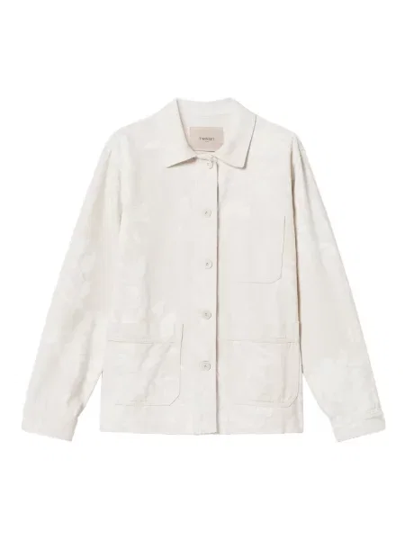 Geacă Twinset cu model floral din jacard alb