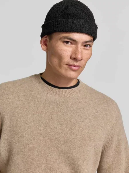 Sweter z wełny z prążkowanymi ściągaczami Annarr beżowy