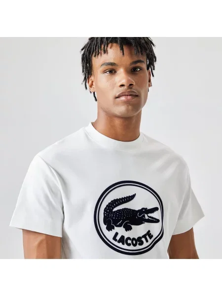 Футболка Lacoste с круглым вырезом белая
