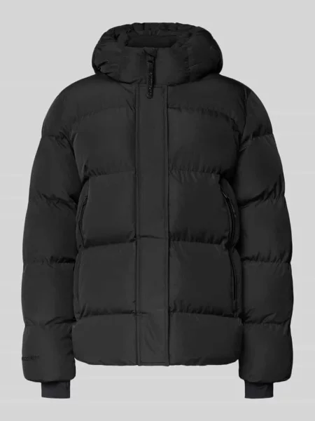 Kurtka w stylu puffer z krytym zamkiem błyskawicznym i kapturem Superdry czarna