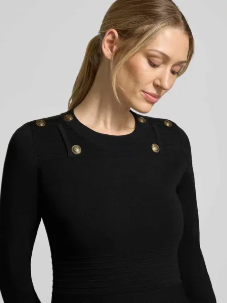 Sukienka mini o kroju slim fit z mieszanki model Abito Maglia' Liu Jo White czarna