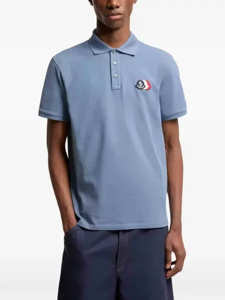 Tricou polo Moncler cu autograf albastru