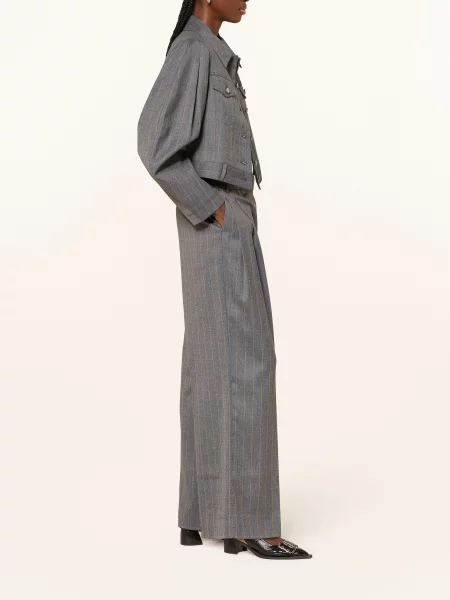 Ganni Spodnie Z Materiału Typu Marlene grau szare