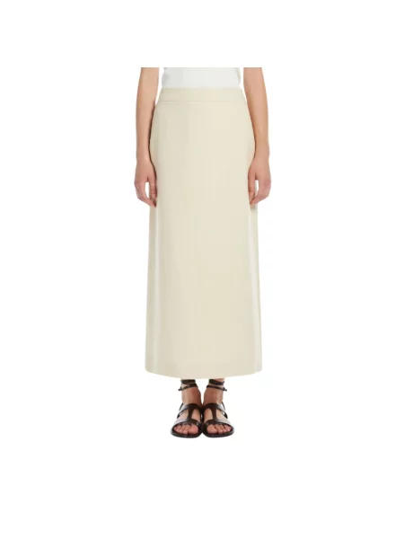 Lniana spódnica midi Max Mara Weekend beżowa