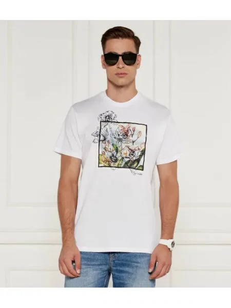 GUESS Tricou FLOWER BOX alb