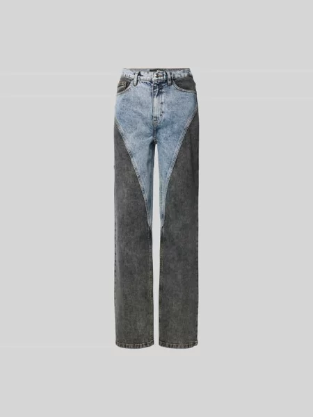 Jeans o kroju straight fit w 5 kieszeni Rotate niebieskie