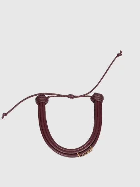 Кожаный браслет Saint Laurent бордовый