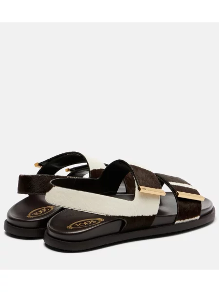 Sandale Tod's cu imagine slingback cu model zebră maro