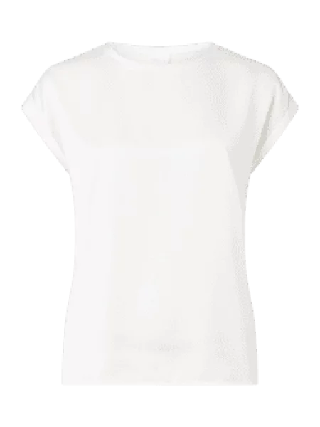 T-shirt z przeszytymi zakładkami na rękawach model ‘VIELLETTE’ Vila biała